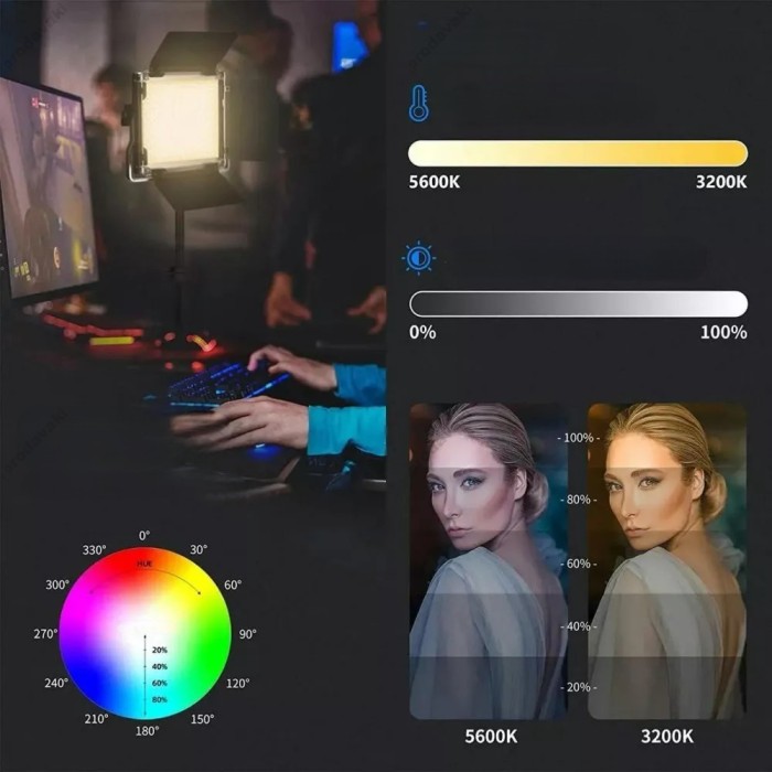 Лампа відеосвітло LED CH NEERWER NL480S RGB 28W LED 480pcs CRI 95+