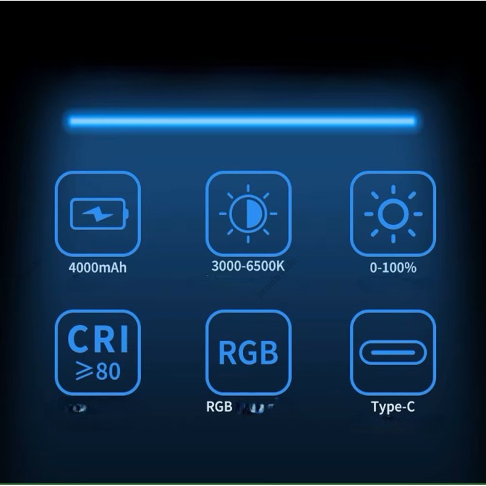 Накамерне відеосвітло LED CH LJ-S02 RGB 4000mAh 3000-6500K