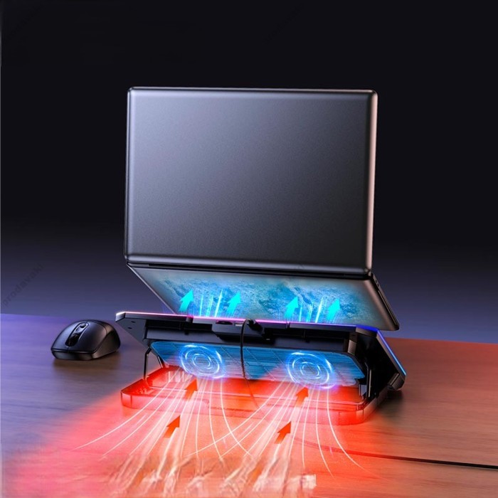 Підставка для ноутбука та MacBook Hoco DH19 Cool RGB notebook cooling stand Balck
