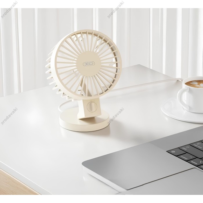 Портативний міні вентилятор XO MF82 Desktop USB Dual Blade Fan Beige