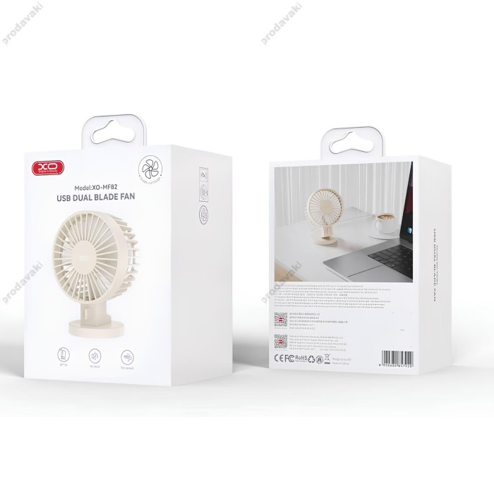 Портативний міні вентилятор XO MF82 Desktop USB Dual Blade Fan Beige