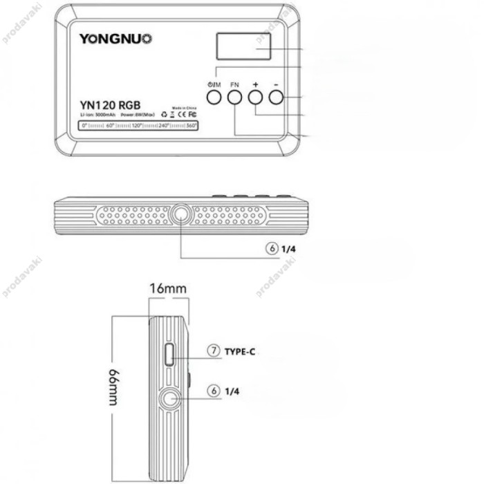 Накамерне відеосвітло LED Yongnuo YN120 RGB 8W Light 130 color 3200-9000K 3100mAh