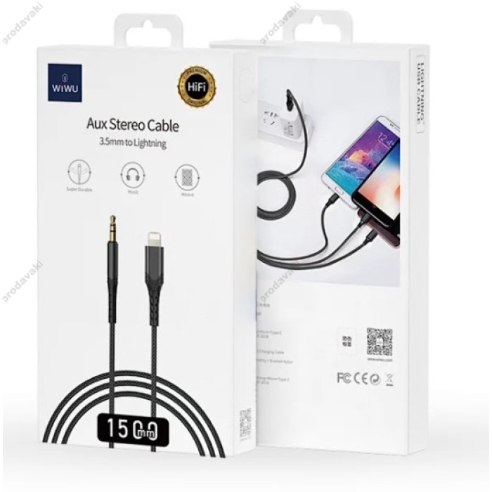 AUX кабель WiWU Lightning to 3,5 YP02 1,5m Black