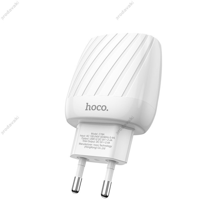 Мережевий зарядний пристрій HOCO C78A Max energy Lightning cable 12W White