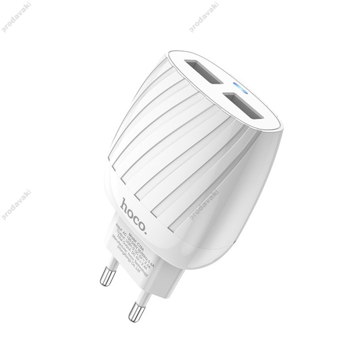 Мережевий зарядний пристрій HOCO C78A Max energy Lightning cable 12W White