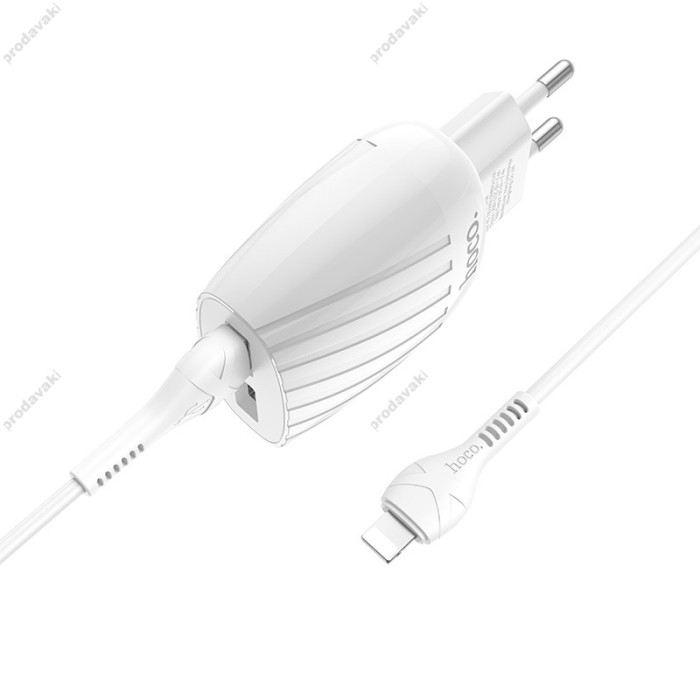 Мережевий зарядний пристрій HOCO C78A Max energy Lightning cable 12W White