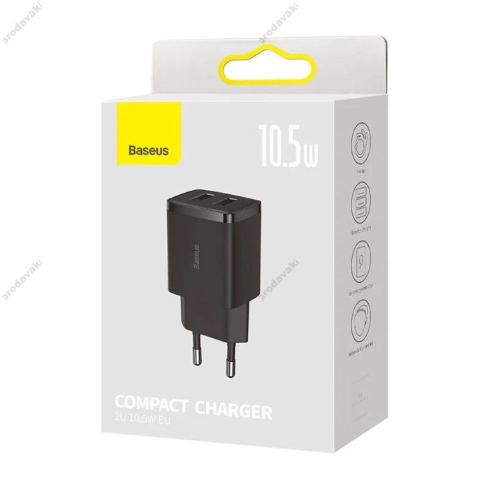 Мережевий зарядний пристрій Baseus Compact Charger 10.5W Black CCXJ010201
