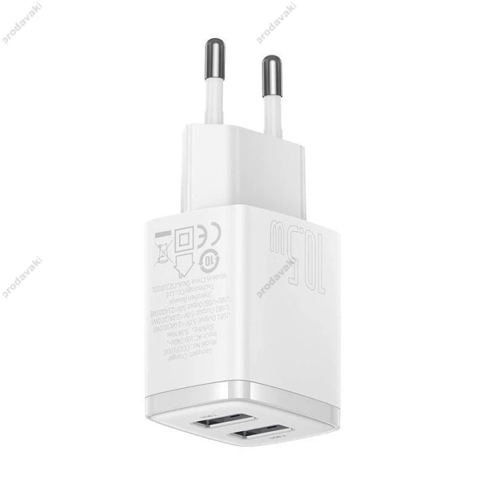 Мережевий зарядний пристрій Baseus Compact Charger 10.5W White CCXJ010202