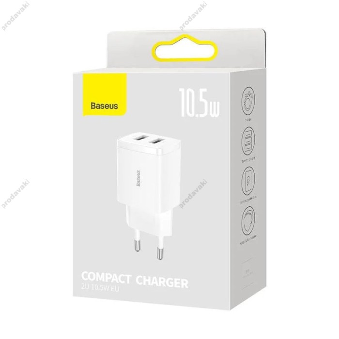 Мережевий зарядний пристрій Baseus Compact Charger 10.5W White CCXJ010202