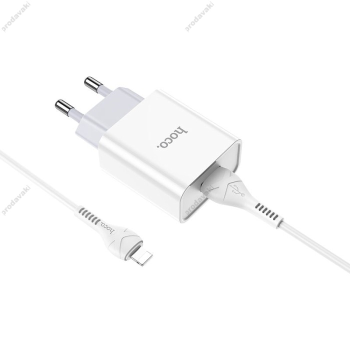 Мережевий зарядний пристрій HOCO C81A Asombroso Lightning cable 10.5 White