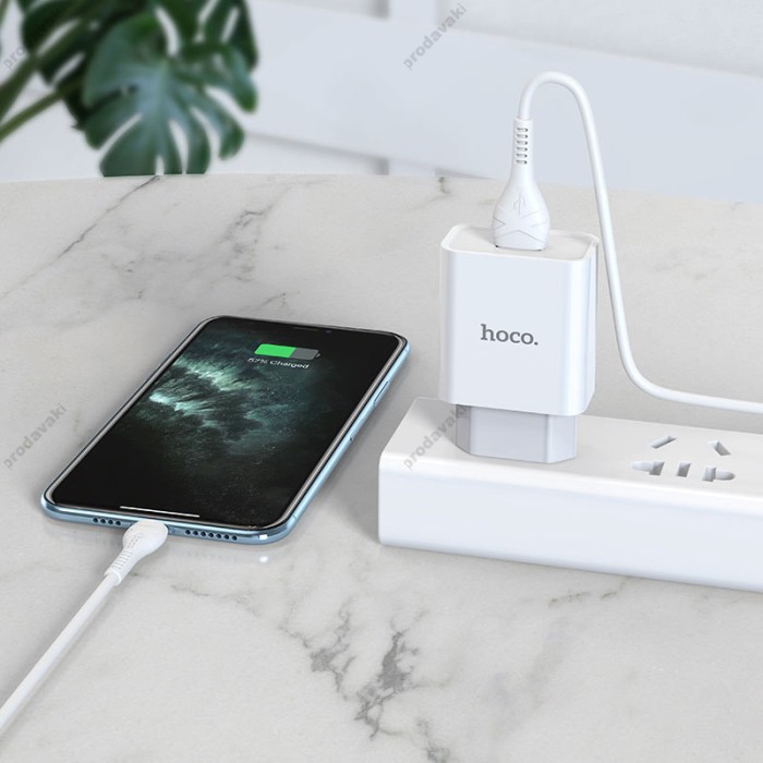 Мережевий зарядний пристрій HOCO C81A Asombroso Lightning cable 10.5 White