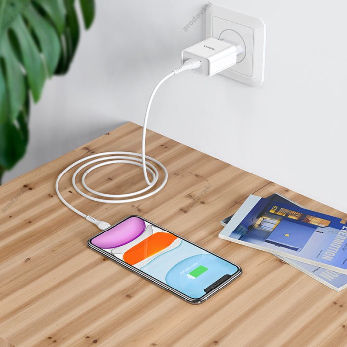 Мережевий зарядний пристрій HOCO C81A Asombroso Lightning cable 10.5 White