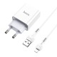 Мережевий зарядний пристрій HOCO C81A Asombroso Lightning cable 10.5 White