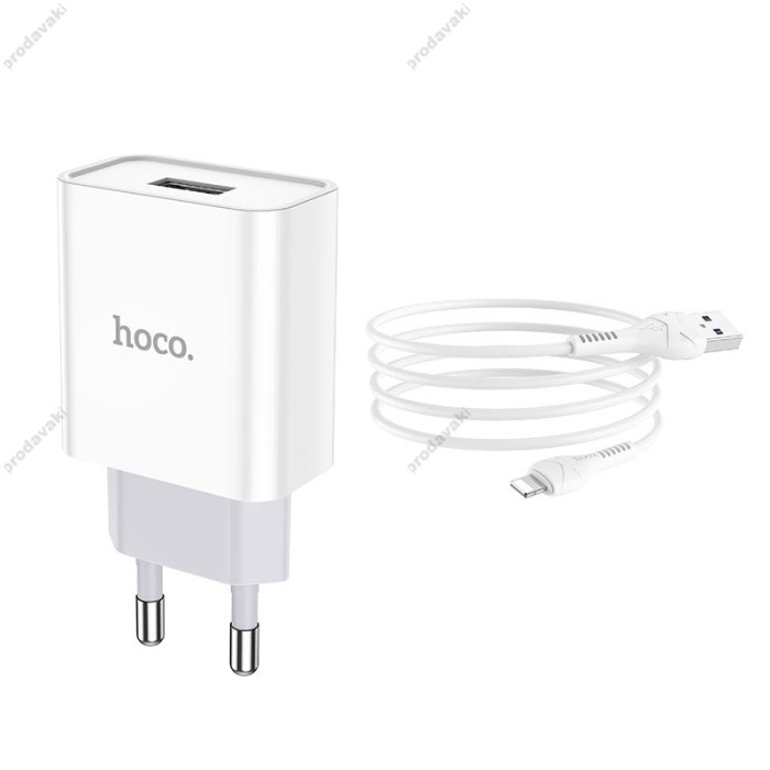 Мережевий зарядний пристрій HOCO C81A Asombroso Lightning cable 10.5 White