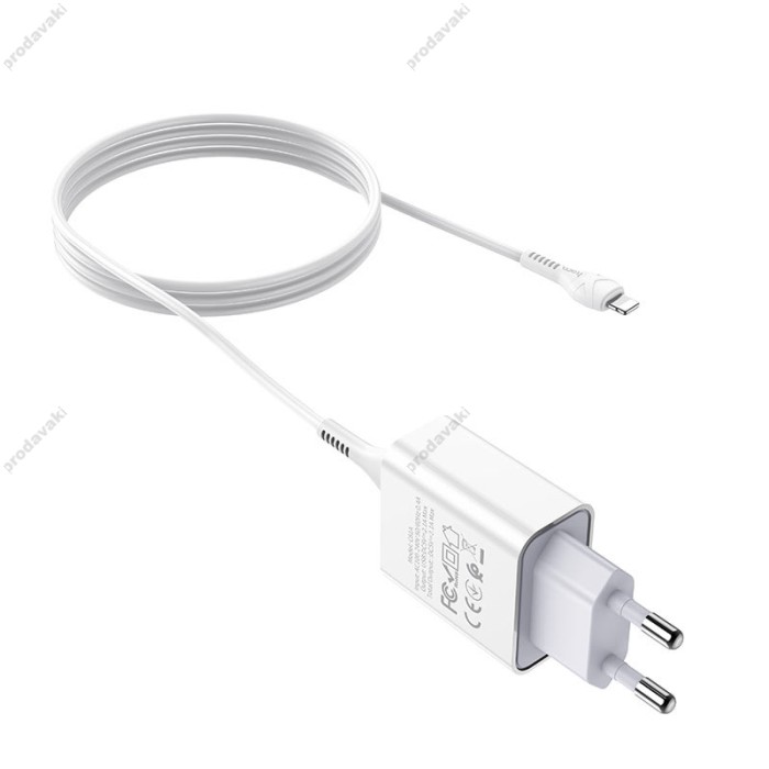Мережевий зарядний пристрій HOCO C81A Asombroso Lightning cable 10.5 White