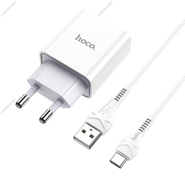 Мережевий зарядний пристрій HOCO C81A Asombroso Type-C cable 10.5 White