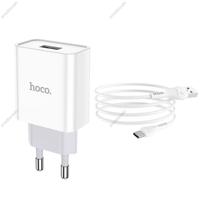 Мережевий зарядний пристрій HOCO C81A Asombroso Type-C cable 10.5 White