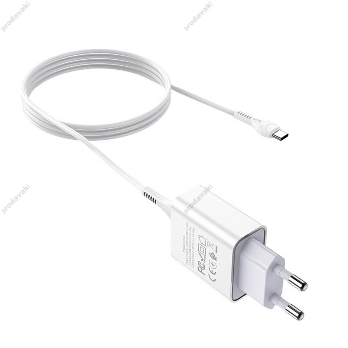 Мережевий зарядний пристрій HOCO C81A Asombroso Type-C cable 10.5 White