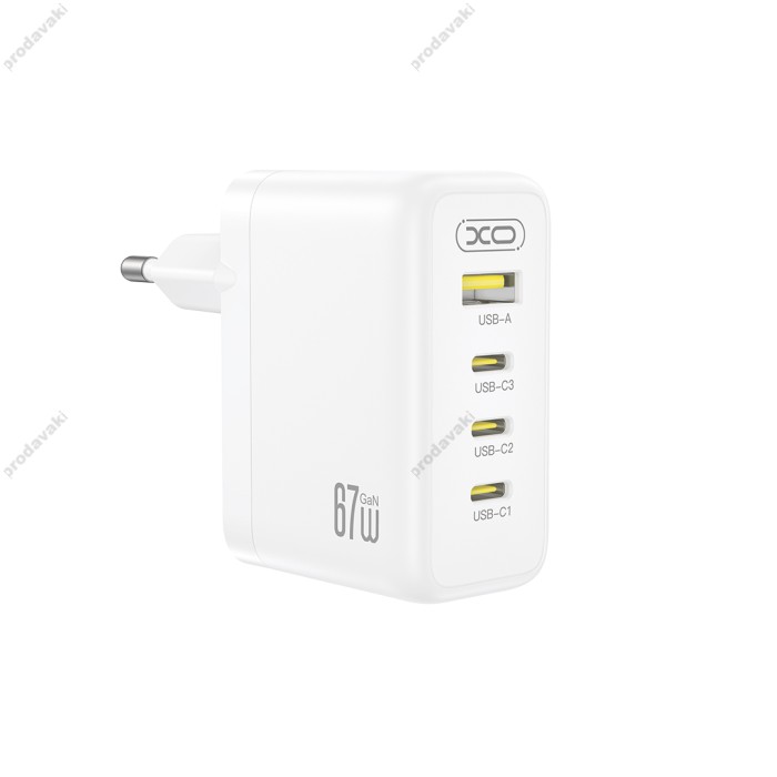 Мережевий зарядний пристрій XO CE39 GaN Fast Charger 67W White