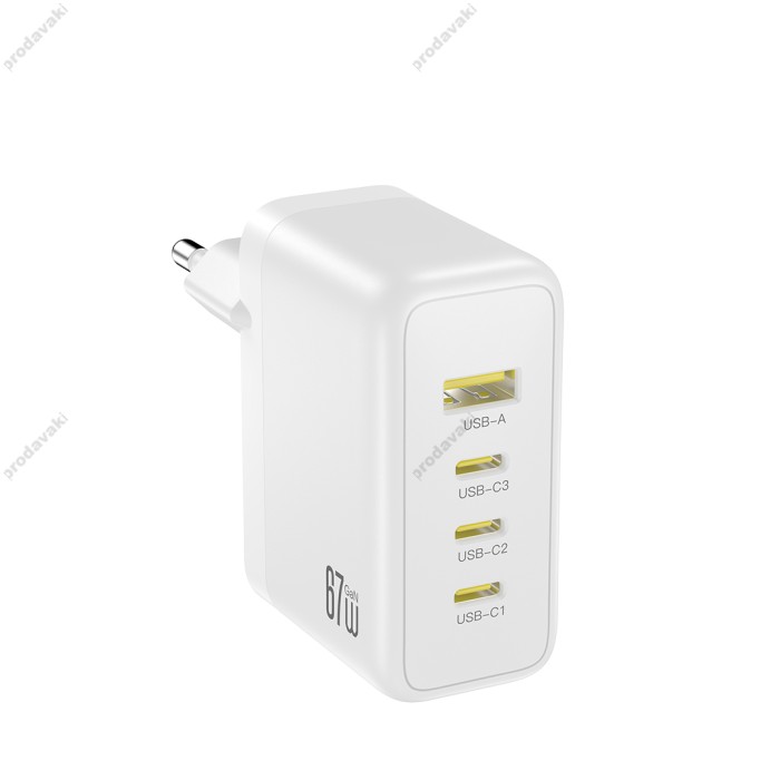 Мережевий зарядний пристрій XO CE39 GaN Fast Charger 67W White