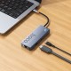 USB-Хаб HOCO HB51 Wow multi-function converter 6в1 Type-C to HDMI +RJ45+PD+3xUSB 3.0 Grey