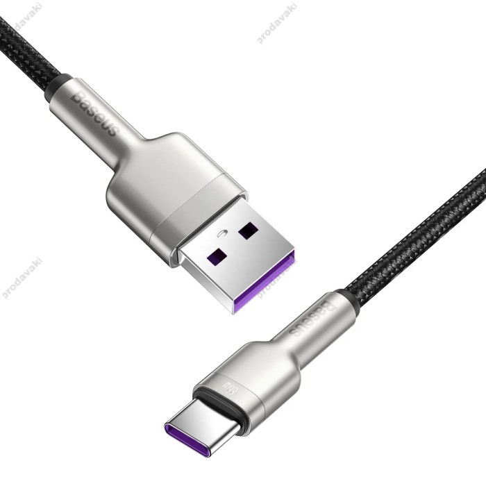 Кабель Baseus Cafule Series Metal  Charging Data Cable USB to Type-C 66W 6A 1m Black CAKF000101