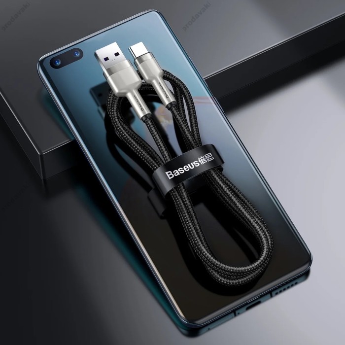 Кабель Baseus Cafule Series Metal  Charging Data Cable USB to Type-C 66W 6A 1m Black CAKF000101
