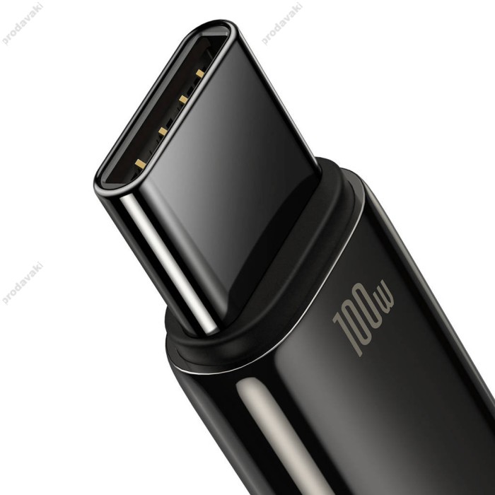 Кабель Baseus Tungsten Gold Fast Charging Data Cable USB to Type-C 100W 6A 1m Black CAWJ000001