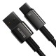 Кабель Baseus Tungsten Gold Fast Charging Data Cable USB to Type-C 100W 6A 1m Black CAWJ000001