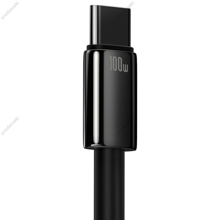 Кабель Baseus Tungsten Gold Fast Charging Data Cable USB to Type-C 100W 6A 1m Black CAWJ000001
