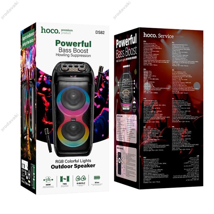 Портативна колонка Bluetooth HOCO DS82 RGB Inspiration karaoke з 2-ма мікрофонами 160W Black