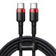Кабель Baseus Cafule flash Charging Data Cable Type-C to Type-C PD2.0 5A 100W 2m Black-Red CATKLF-AL91