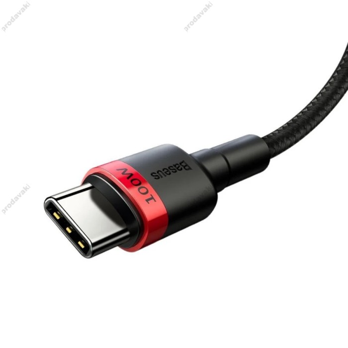 Кабель Baseus Cafule flash Charging Data Cable Type-C to Type-C PD2.0 5A 100W 2m Black-Red CATKLF-AL91