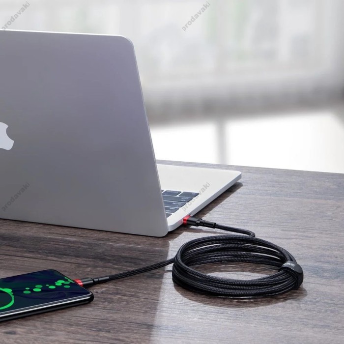 Кабель Baseus Cafule flash Charging Data Cable Type-C to Type-C PD2.0 5A 100W 2m Black-Red CATKLF-AL91