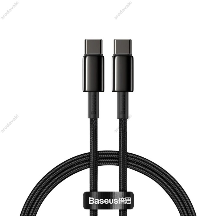 Кабель Baseus Tungsten Gold Fast Charging Data Cable Type-C to Type-C 100W 2m Black CATWJ-A01