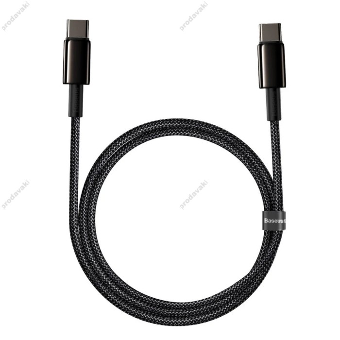Кабель Baseus Tungsten Gold Fast Charging Data Cable Type-C to Type-C 100W 2m Black CATWJ-A01