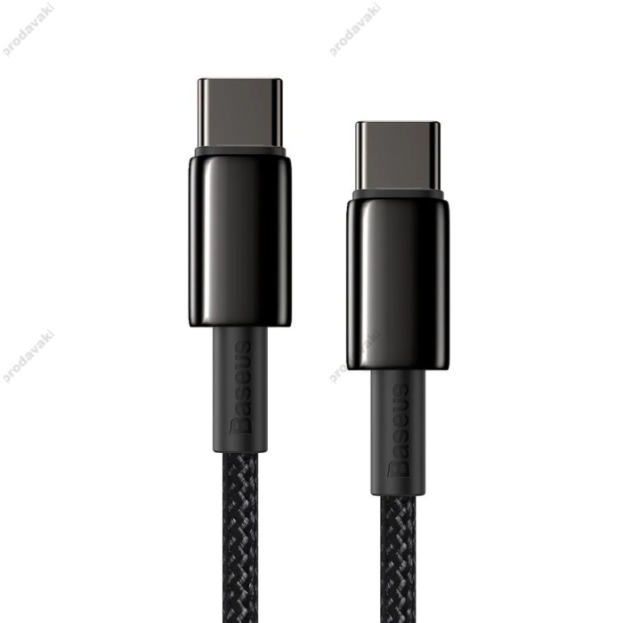 Кабель Baseus Tungsten Gold Fast Charging Data Cable Type-C to Type-C 100W 2m Black CATWJ-A01