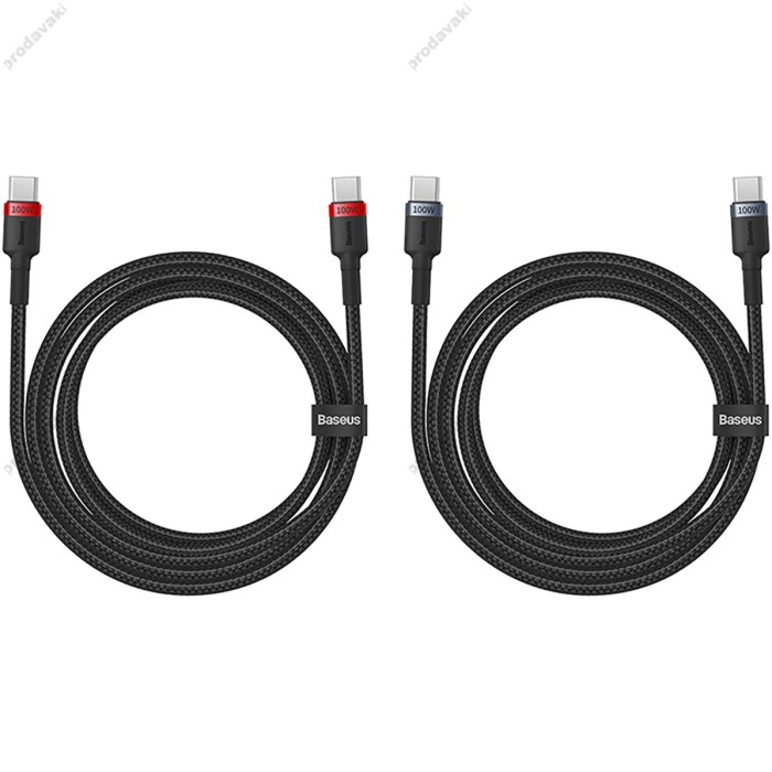 Кабель Baseus Cafule flash Charging Data Cable Type-C to Type-C 2шт 100W 1m Black-Red Black-Grey P10318306003-00