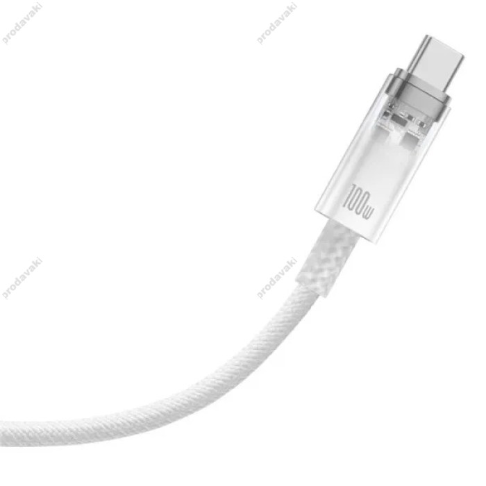 Кабель Baseus Explorer Smart Temperature Control Type-C to Type-C 100W 5A 1m White P10319703221-00