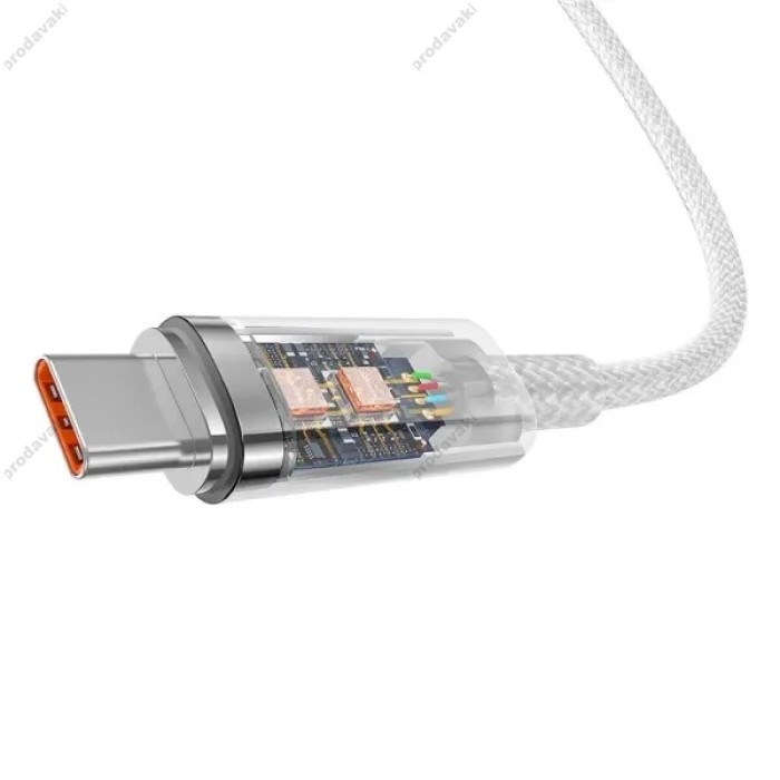 Кабель Baseus Explorer Smart Temperature Control Type-C to Type-C 100W 5A 1m White P10319703221-00