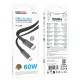 Кабель BOROFONE BX124 Peace charging data cable Type-C to Type-C 60W 3A 1m Black
