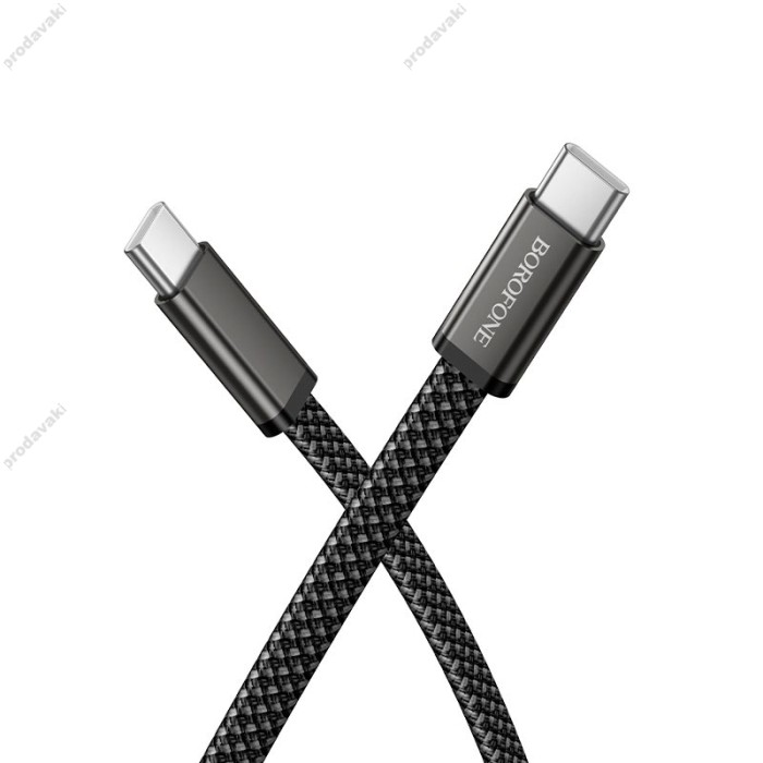 Кабель BOROFONE BX124 Peace charging data cable Type-C to Type-C 60W 3A 1m Black