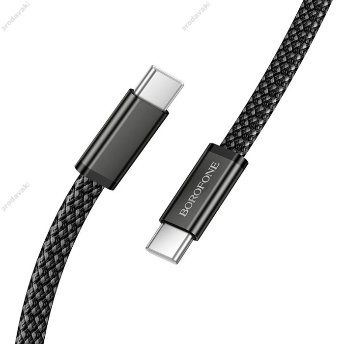 Кабель BOROFONE BX124 Peace charging data cable Type-C to Type-C 60W 3A 1m Black