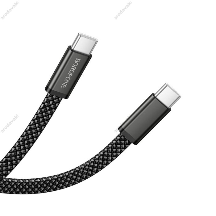 Кабель BOROFONE BX124 Peace charging data cable Type-C to Type-C 60W 3A 1m Black