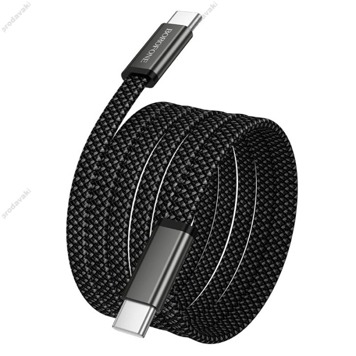 Кабель BOROFONE BX124 Peace charging data cable Type-C to Type-C 60W 3A 1m Black