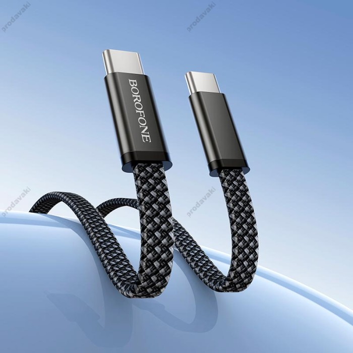 Кабель BOROFONE BX124 Peace charging data cable Type-C to Type-C 60W 3A 1m Black