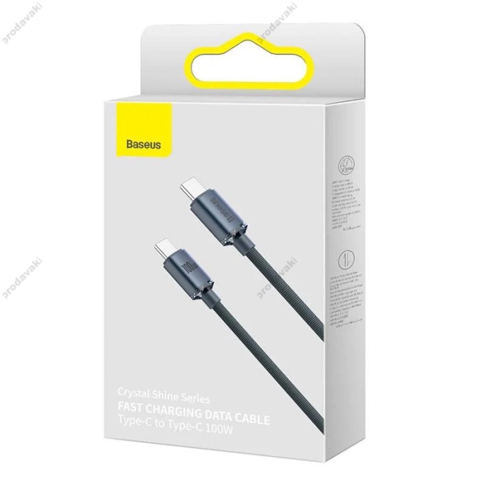 Кабель Baseus Crystal Shine Series Fast Charging Data Cable Type-C to Type-C 100W 5A 2m Black CAJY000601