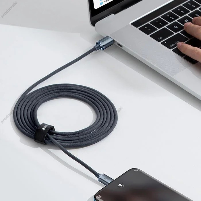 Кабель Baseus Crystal Shine Series Fast Charging Data Cable Type-C to Type-C 100W 5A 2m Black CAJY000601