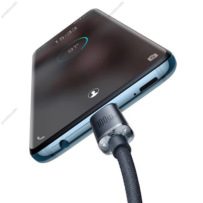 Кабель Baseus Crystal Shine Series Fast Charging Data Cable Type-C to Type-C 100W 5A 2m Black CAJY000601