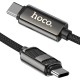 Кабель HOCO U137 Line charging data cable with display Type-C to Type-C 60W 3A 1.2m Black